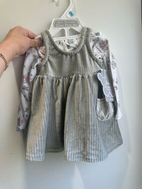 Baby Essentials  Corduroy Dress with Floral Long-Sleeve Top
